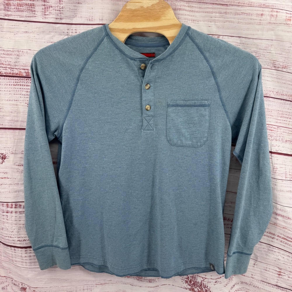The North Face Henley Shirt‎ Mens Large Blue Heathered Long Sleeve Pocket